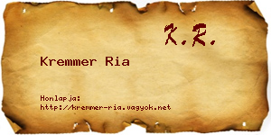 Kremmer Ria névjegykártya